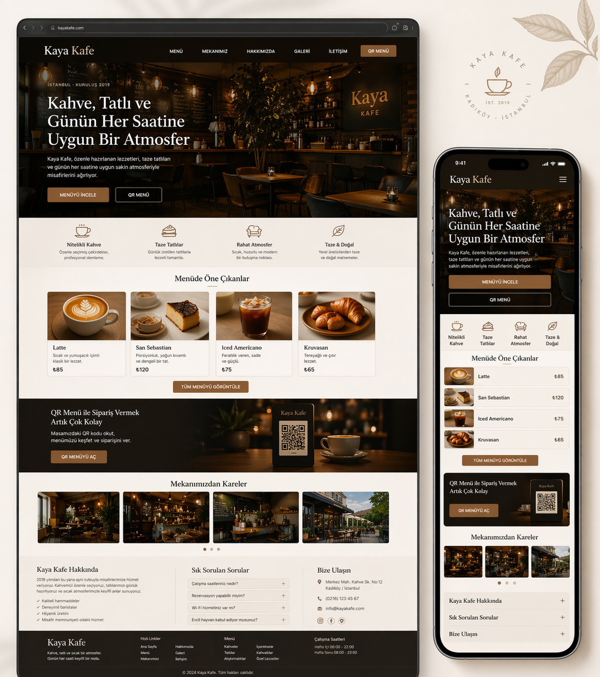 Kafe ve Restoran — FECE dijital menü ve web sitesi projesi